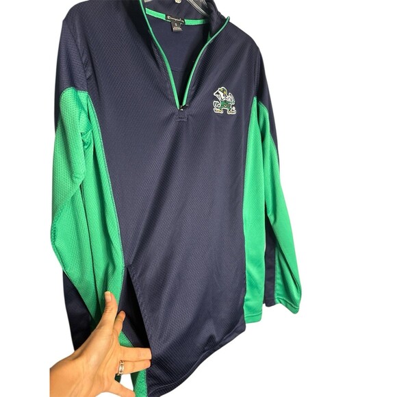 Norte Dame Long Sleeve Navy Green Men’s Small Champion elite College Football - Picture 4 of 9
